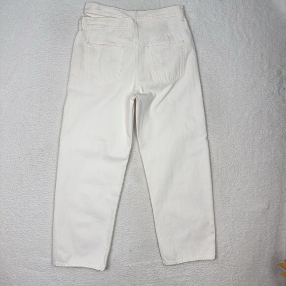Agolde Broken Waistband Jeans White Wide Leg Button Fly Organic Cotton Size 31 - Picture 10 of 13